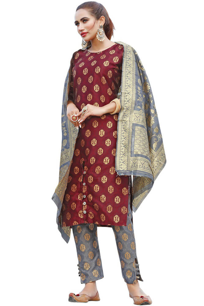 Poonam Designer Banarasi Queen Chikan Cotton Kurtis With Dupatta Set  Wholesaler Surat
